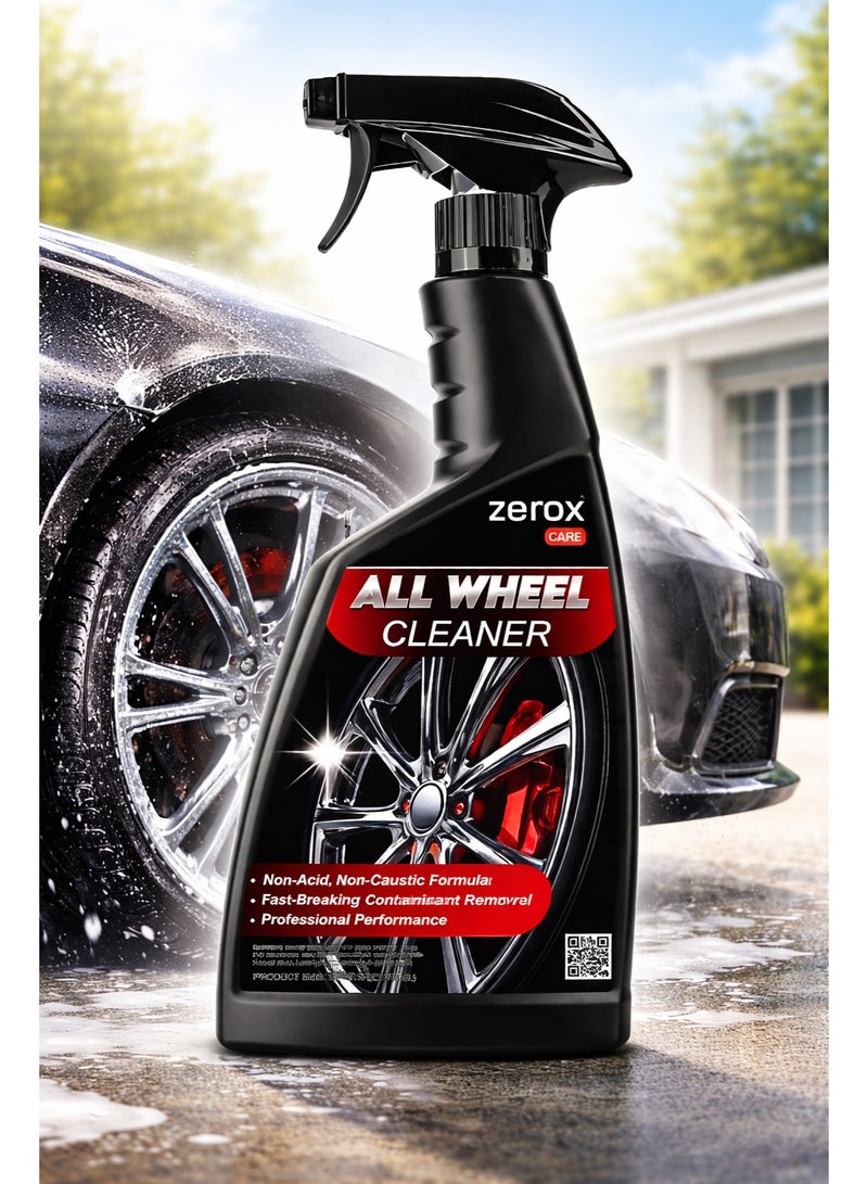 Zerox All Wheel Cleaner Spray – Professional Non-Acid Rim & Tire Cleaner – Fast-Breaking Brake Dust & Road Grime Remover – Safe for Alloy, Chrome & Painted Wheels – Professional Performance Formula - Image 1